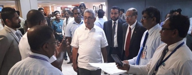 ஜனாதிபதி கோட்டாபய ராஜபக்ச கட்டுநாயக்க சர்வதேச விமான நிலையத்திற்கு திடீர் விஜயம்….!!!