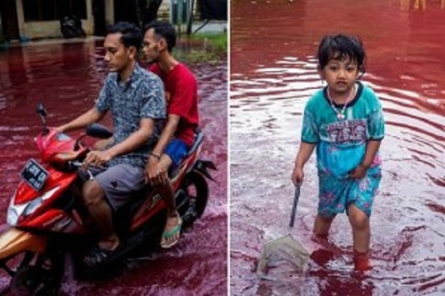 இரத்த நிறமாக பாயும் வெள்ளம் – கிராம மக்கள் பெரும் சிரமம்… வெளியான முக்கிய தகவல்