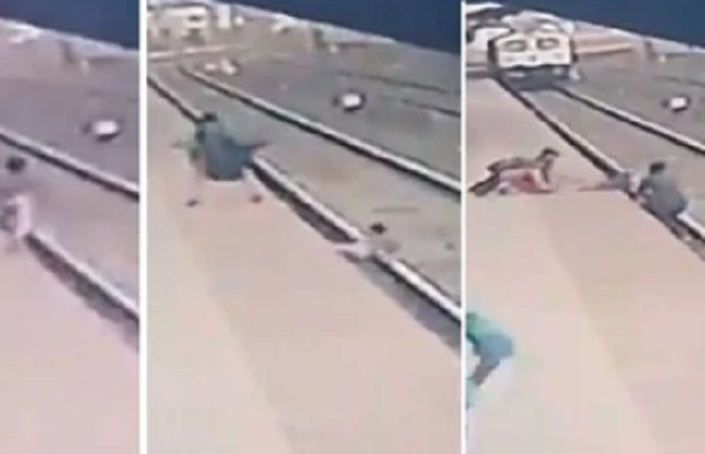 மின்னல் வேகத்தில் வந்த ரயில்.. தாயிடமிருந்து தண்டவாளத்தில் விழுந்த குழந்தை! உயிரை பணயம் வைத்து காப்பாற்றிய ஹீரோவின் பரபரப்பு வீடியோ… முக்கிய தகவல்!