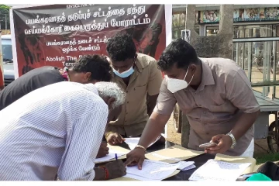 பயங்கரவாத தடைச்சட்டத்தை நீக்க கோரி யாழில் கையெழுத்து வேட்டை!