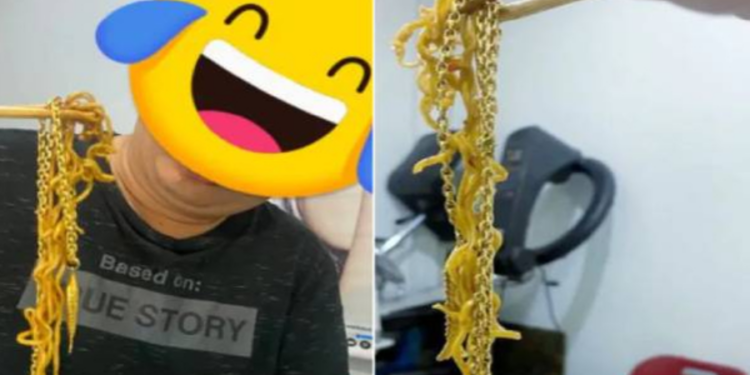 நூடுல்ஸில் இருந்த தங்க சங்கிலி