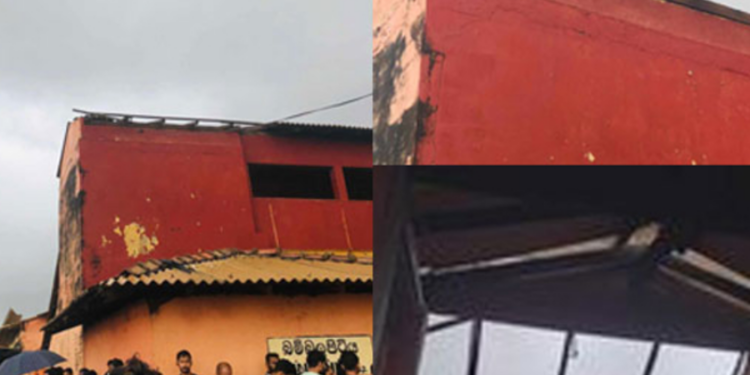 தூக்கி வீசப்பட்ட புகையிரத கூரை!