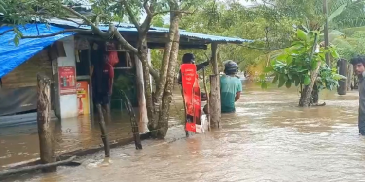 கடும் மழையால் வெள்ளத்தில் மூழ்கிய கிராமங்கள்