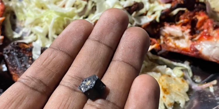 யாழ் உணவகம் ஒன்றினுள் பிளாஸ்டிக் கட்டை!