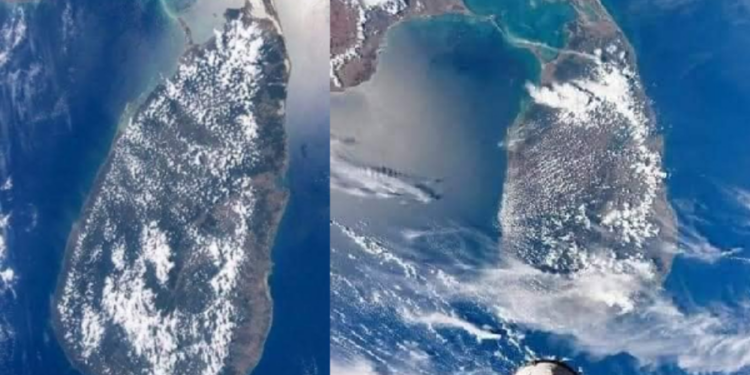 சர்வதேச விண்வெளி நிலையத்தில் இருந்து எடுக்கப்பட்ட இலங்கையின் புகைப்படம்