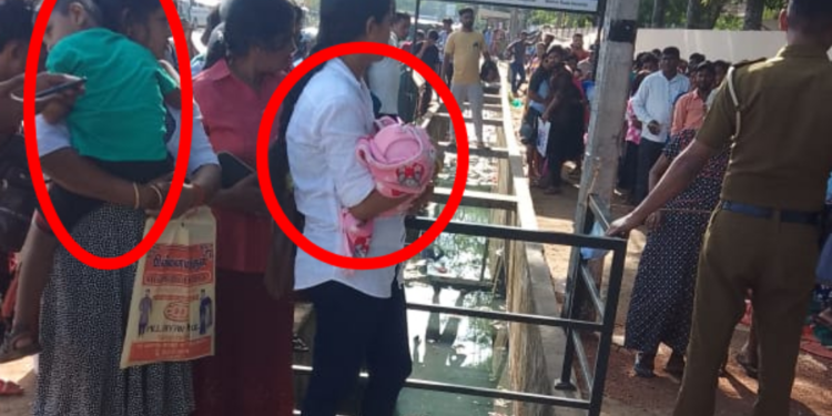 கடவுச் சீட்டு பெற நீண்ட நாட்களாக கைக்குழந்தையுடன் காத்திருக்கும் அவலநிலை