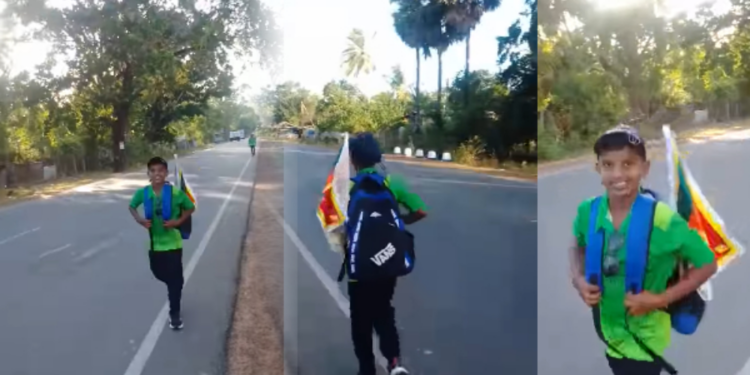 முழு இலங்கையையும் சுற்றி நடை பயணம் மேற்கொள்ளும் 11 வயது மாணவன்!