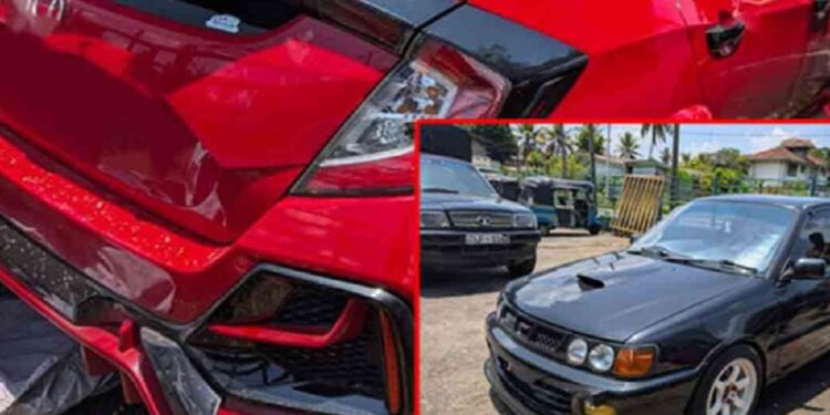 அதிவேக வீதியில் ஓட்டப்பந்தயத்தால் சிக்கிய கார்கள்!