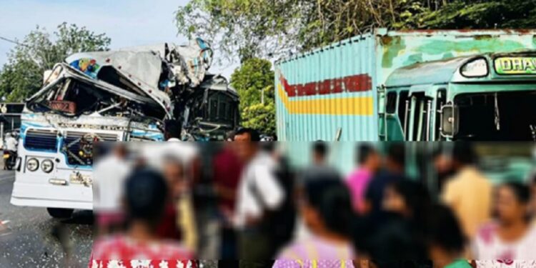 காலை இடம்பெற்ற பஸ் லொறி விபத்து நால்வர் காயம்!