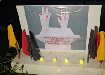 கரையொதுங்கிய முள்ளிவாய்க்கால் தூபியால் பரபரப்பு!