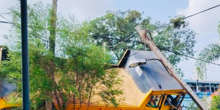 சாரதியின் தூக்க கலக்கத்தால் குடை சாய்ந்த பாரவூர்தி!