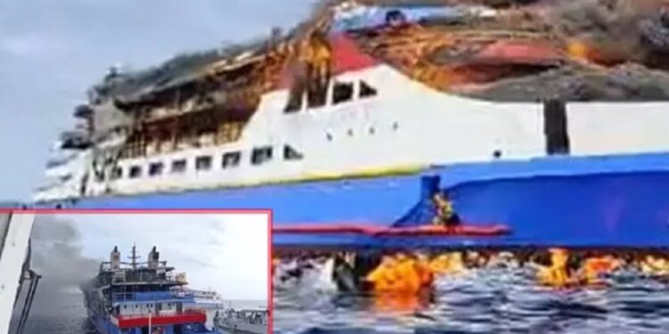 தீ விபத்தில் சிக்கிய இந்தோனேசியா சொகுசு கப்பல்