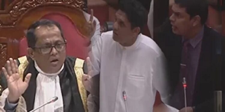 பாராளுமன்றில் சற்று பதற்றம் பாதுக்கப்பு கோரிய சஜித்!